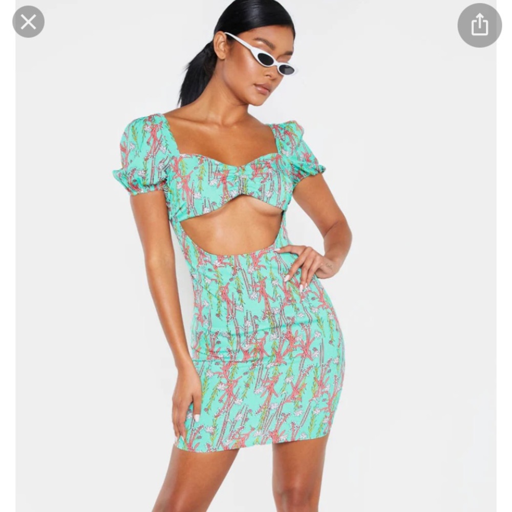 PrettyLittleThing | mint cut out bodycon dress - Picture 5 of 5